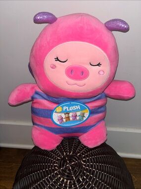 Toy Box Pink Striped Pig Butterfly Plush Toy